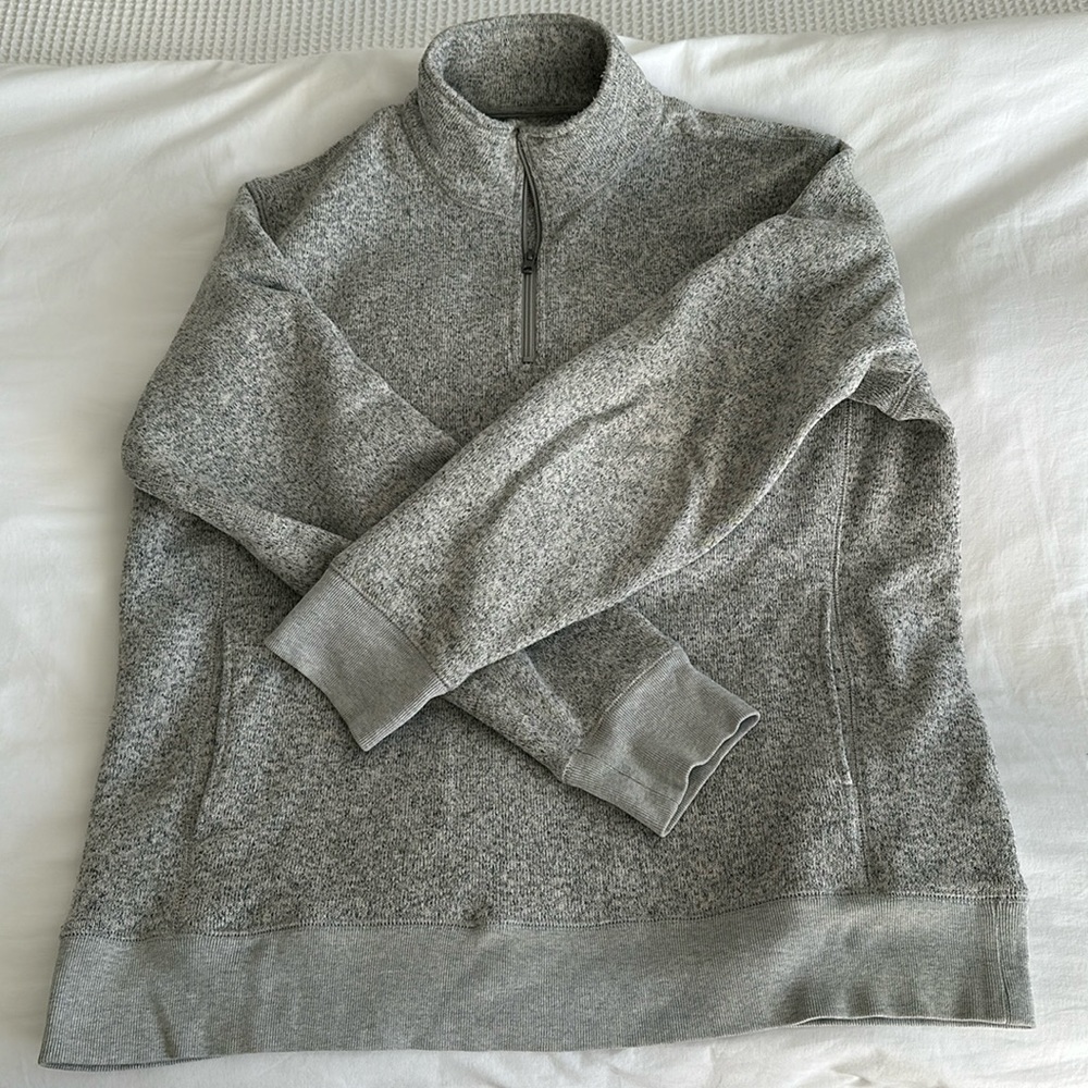 J. Crew Vintage Fleece Quarter-Zip Heathered Grey Size XL